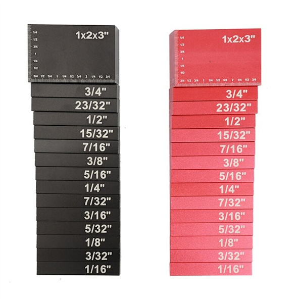 Justeringsblok Højde Gauge Kit, Rustfrit Aluminiumlegering Massiv Stang til Træbearbejdning (Rød)