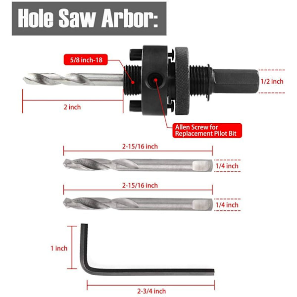 6-3/8 Tums Hålsåg - 38mm SkärDjup HSS Bi-Metall Hålsåg för Infälld Belysning, Träskärning, Gips