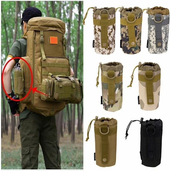 Vattenflaska Fickpåse Flaskhållare Taktisk Molle System för Camping - Svart