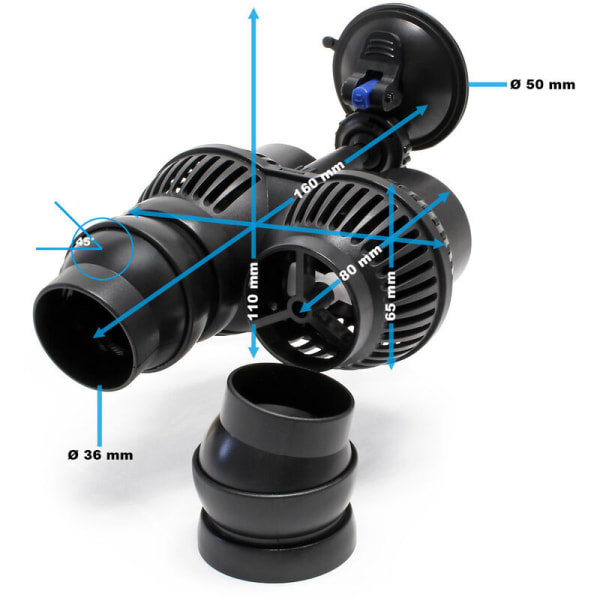 Bryggepumpe Wavemaker sugekop 5000l/t 7 watt Akvarie vandpumpe