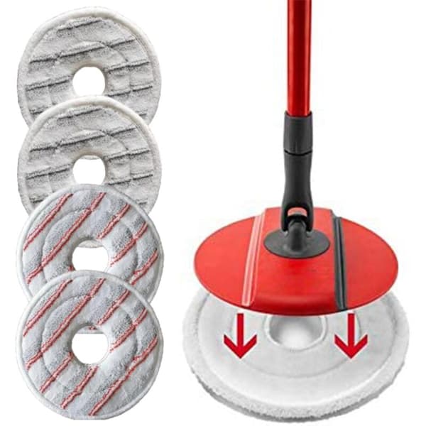 4 Pak Vaskbare Mikrofiber Spin & Clean Mop Efterfyldningsposer Støvsuger Tørre og Våde Klud Puder