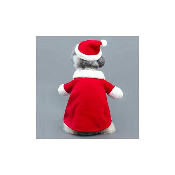 Juldräkter med tomteluva, husdjurskläder för cosplay, hund, katt, juldräkter, tomtedräkt, julfest, vintervarm, husdjurströjor