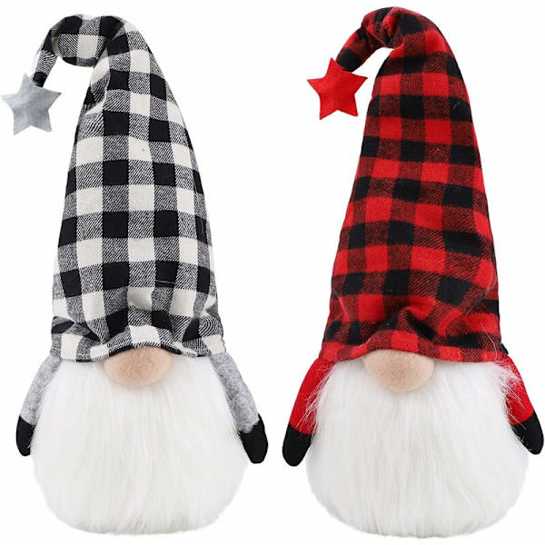 Julepynt, 2 Trillis Tomte Julemand Plysfigurer Elf Med Lys, Bord Julehjem Dekoration Gavepynt