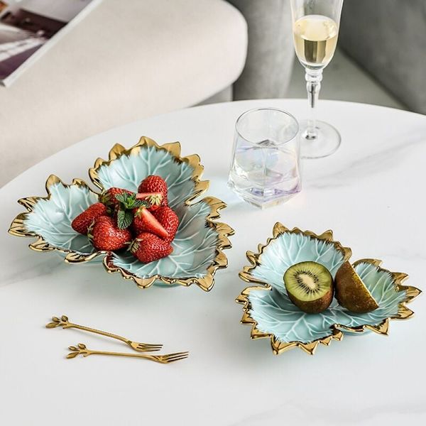 Phnom Penh tallerken Ahornblad Keramik Opbevaring Serveringsbakke Kage Dessert Fad Organizer Stue Bordservice D