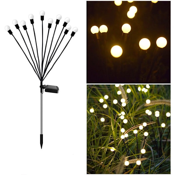 Solcellslampor utomhus, 2 st 10 LED, solcellslampor för trädgård, balkong, utomhus solcellslampa, trädgårdsdekoration, IP65 vattentät