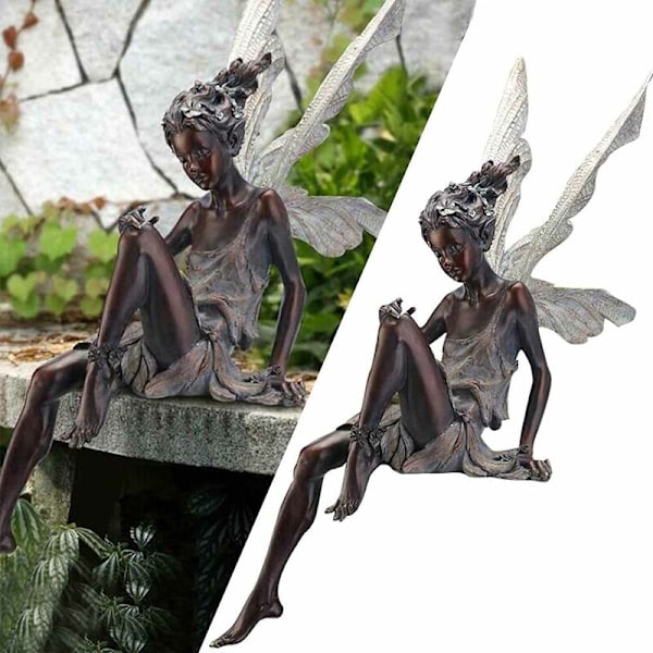 Statue af Siddende Fe Siddende Fe Statue til Have Resin Håndværk Landskabspleje Have Dekoration Fe Figurer Gave til Hjem Kontor Skrivebord Bord