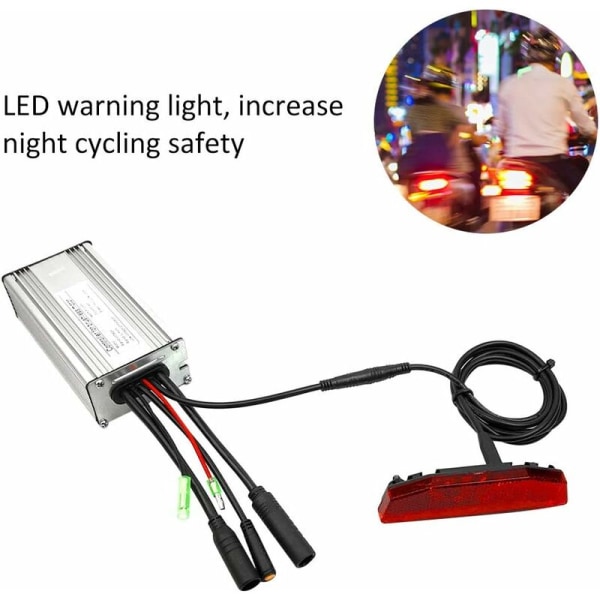 LED Bicycle Tail Light, Electric Bike Tail Light 6V‑60V LED Warning Light for Night Riding Equipment Waterproof Connector