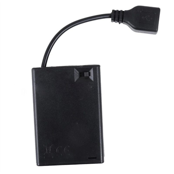 3XAA Batteriboks med låg og afbryder tilsluttet USB-stik USB-stik Batteriholder