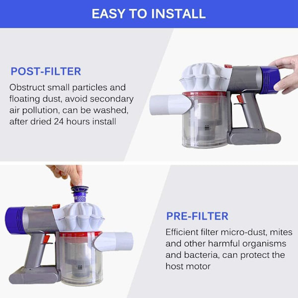Filter til DC58 DC59 DC61 DC62 V7 V8, Pre og Post Filter til Støvsuger Filter Udskiftningsdele