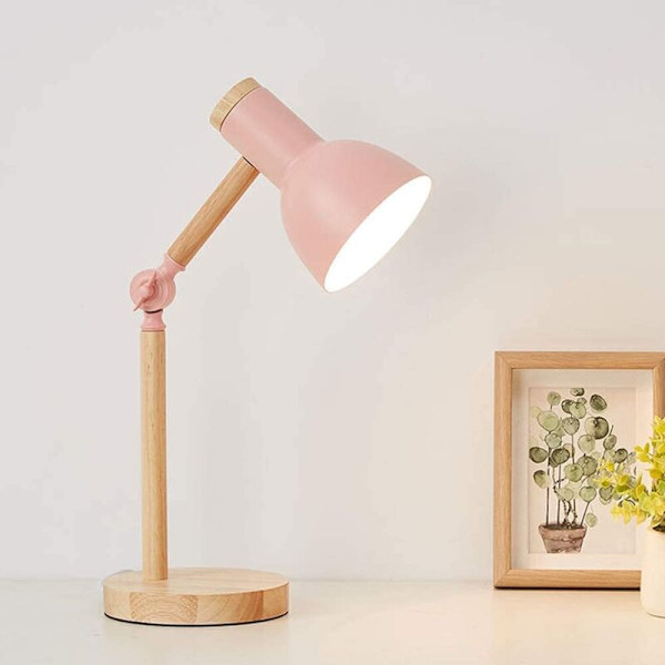 Nordisk moderne kreativ skrivebordslampe soverom nattlampe barnerom kontor øyevern leselampe justerbar skrivebordslampe E27 tre metall nattlys