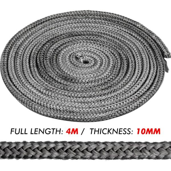 Vedspisdörrstätning ​Vedspisglasfiberrep, 10mm Skorstensförsegling 550°C Värmebeständig Tätningslist 4M