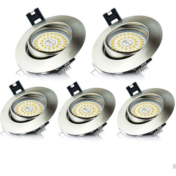 LED Indbygget Spotlight 5W Varmt Hvid Rund Ultra Flad Indbygget Loftlampe (Pakke med 5)