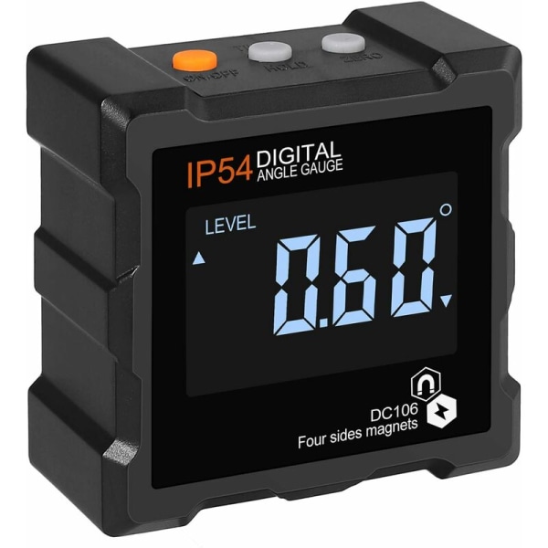 360° LCD Digitalt Inclinometer Magnetisk Digitalt Inclinometer Elektronisk Inclinometer, Automatisk Avslutning, med Magnetisk Bakgrunnsbelysning, 4 Magnetiske Sider, Vann