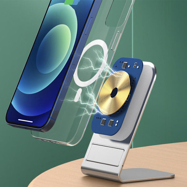 Magnetisk holder til bærbar computer, desktop oplader, lodret opladning, 15W opladning (sort)