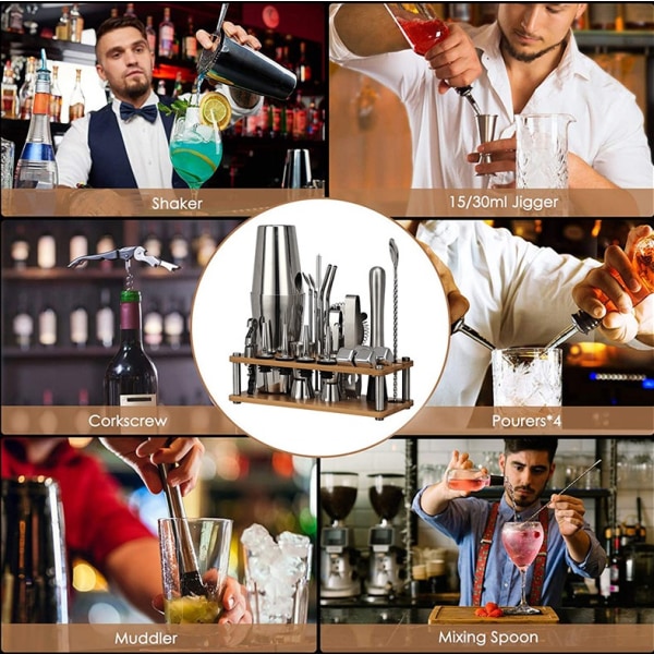 Köksförvaringstillbehör 23 st 750ml rostfritt stål cocktailshaker mixersats Bar Bartender Shaker skedIstång Set med vinställ