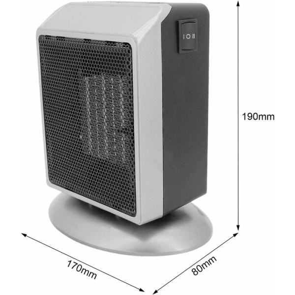 Elektrisk vifteovn for hjemmet om vinteren, energibesparende mini bærbare varmeovner for soverom, 400W/900W (Sølv-europeisk)