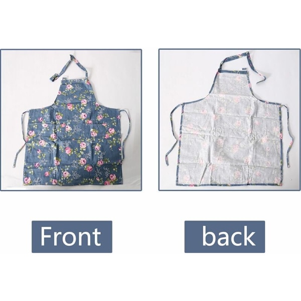 Set med 2 Apronner Bib Förkläden för Kvinnor i Mjuk Bomull, Kök, Matlagningsförkläde med Fickor, Justerbar Maskin