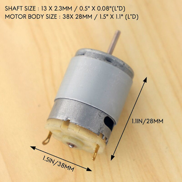 RS380 DC 1,5-18V 30000RPM Mini Motor 38x28mm for RC DIY Modell, Sølv