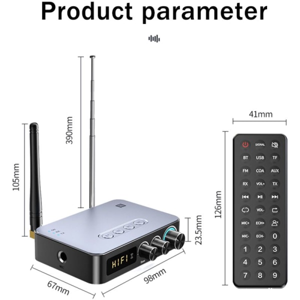 NFC Digital Display Bluetooth Adapter Bluetooth 5.1 Audio Receiver Singing FM Radio Transmitter 4 i 1 NFC Audio Adapter