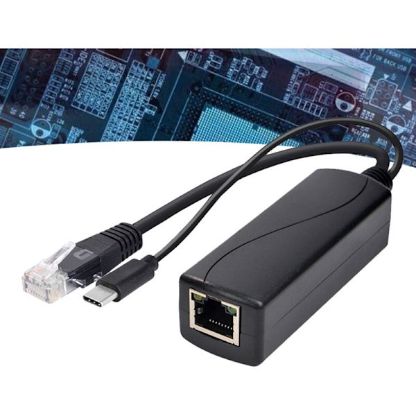 Gigabit PoE-splitter Typ-C 5V2.4A IEEE802.3Af 1000M Isolerad POE-splitter