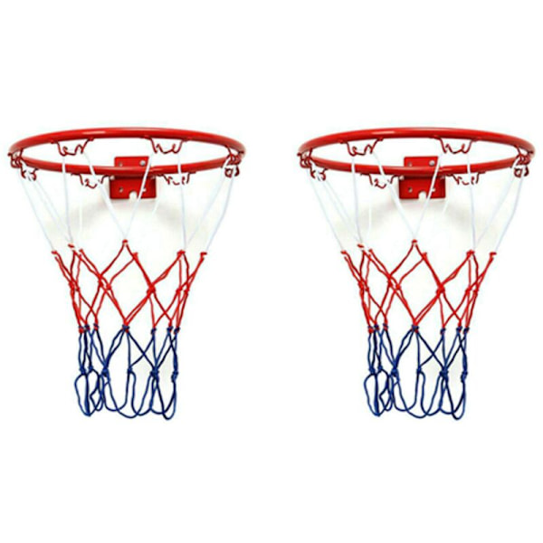 2X 32cm Væghængt Basketball Hoop Net Metal Ring Hængende Kurv Væghængt med Skruer Indendørs Udendørs Sport