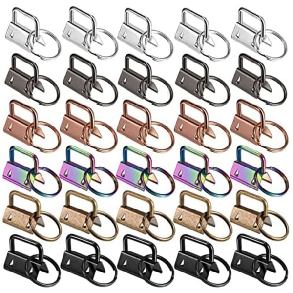 180 stk. nøglering hardware 6 farver nøglering armbånd nøglering hardware med nøglering nøglering kæde hardware 1 tomme