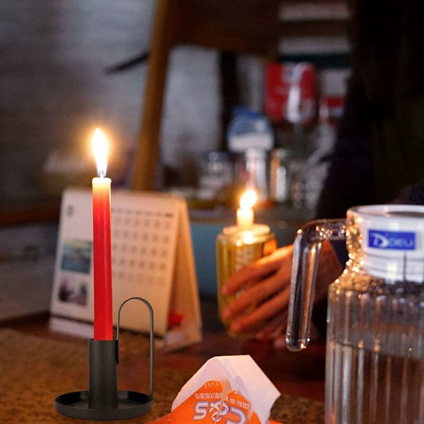 2 st Ljusstakar, Retro Järn Ljusstakar Svarta Ljusstakar Ljusstativ för Koniska Ljus Passar Bröllop Matrum Fest Bar Kit