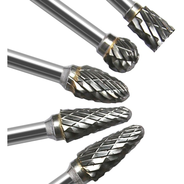 10 stk. dobbeltsnit tungstenstål solide hårdmetal roterende fræsere sæt 3 mm skaft bor bit twist stænger til Dremel roterende værktøjer