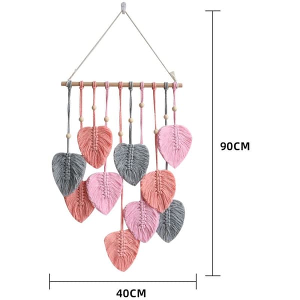 Blad Macrame Vägg Hängande Boho Rum Heminredning Vävda Estetiska Vägg Gobeläng Hem Rum Bröllop Dekoration Rosa