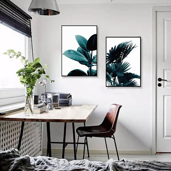 2 st/set GRÖN PLANTA Canvas Art Print Vägg Affisch Väggbilder Väggkonst Målning för Sovrum Vardagsrum Dekoration Ram ingår ej 40cm 50cm