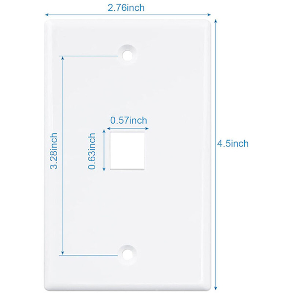 Pakke med 10 1-porters Keystone Jack veggplater, lavprofil Ethernet veggplater enkle veggplater for Keystone Jack hvit