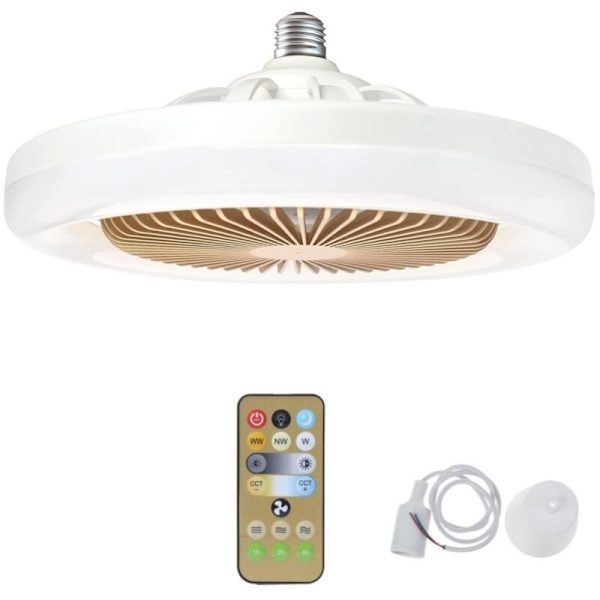 30W takvifte med E27 lyslampekonverterbase med fjernkontroll for soverom stue hjem hvit + gull