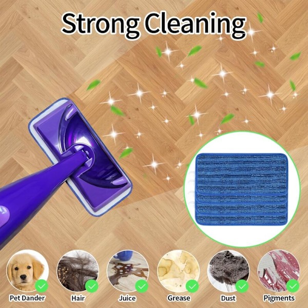 Sæt med 4 Genanvendelige Klude til Swiffer Wet Jet Udskiftningsklud til Swiffer Wet Jet Mop Spray Mikrofiber Mop Vaskbar Rengør Tørre eller Våde Gulve (4stk-bl