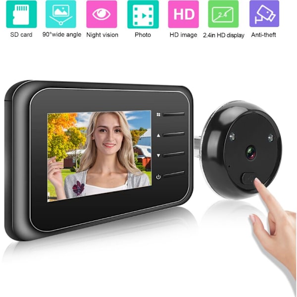 2,4 tommer Videodørklokke med Nattesyn LCD Digitalkamera og 90° Vidvinkelobjektiv til Hjemmet