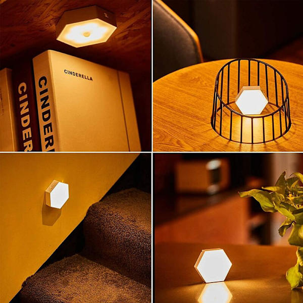 Bevægelsessensor Natlys [3 Pak], med Til/Fra LED Natlys, Soveværelse/Skab Lampe, LED Natlys, Trådløs LED Lampe.