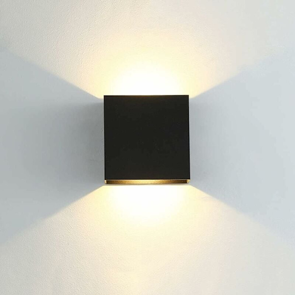 Modern LED Vägglampa i Aluminium Kvadratisk Vägglampa Svart 10 x 10 x 5 cm Vattentät Lämplig för Inomhus eller Utomhus för Vardagsrum Vägg Säng