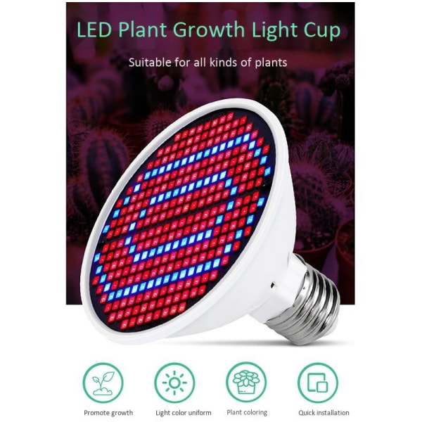 E27 300Leds plantevekstlampe LED-spektervekstlyspærer Phyto-frøplantelampe for innendørs hydroponiske planter