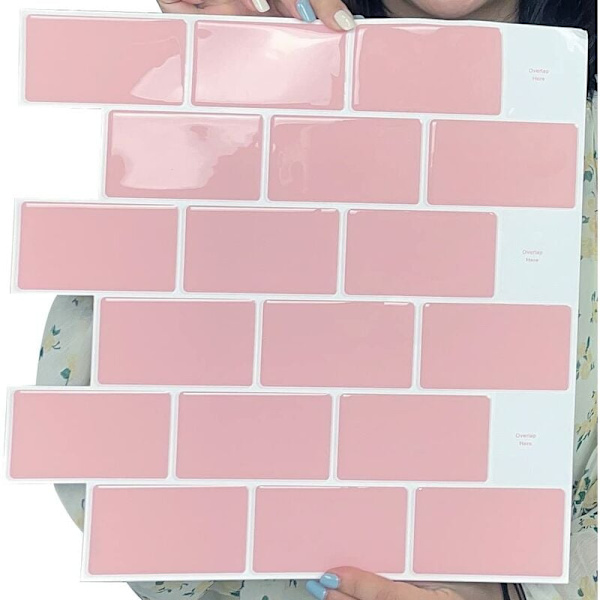 10 kappaletta, itseliimautuva laatta metro pinkki, liima takaisinroiske keittiö kylpyhuone, 3D tiili vinyyli liimapaperi, 30,5x30,5cm