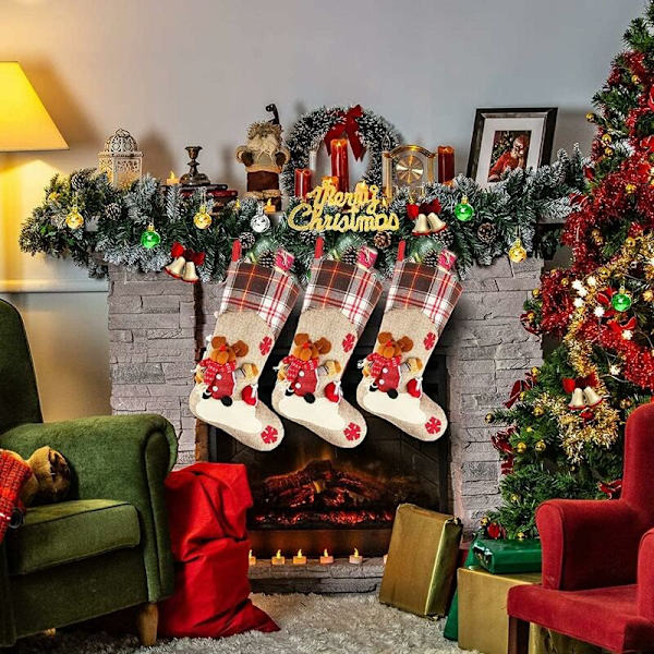 Julstrumpa, 1 st hängande julstrumpor, stor julstrumpa, julklapp, julstrumpa presentpåse för träd, eldstad