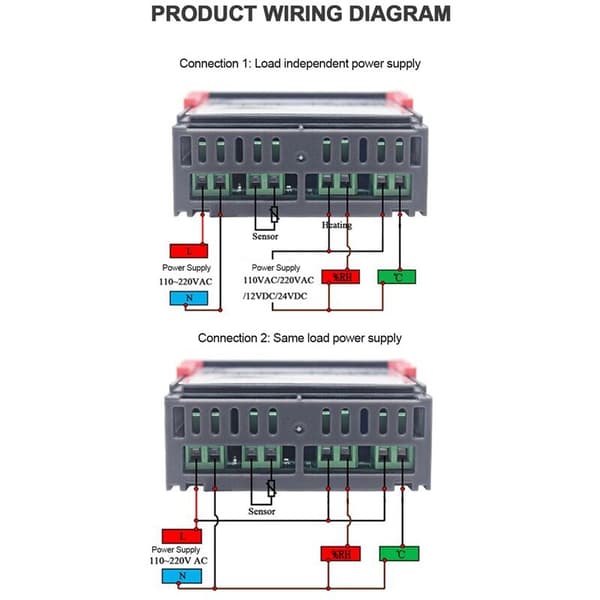 DC 12V Dobbelt Digital Termostat Temperatur Fugtighedskontrol Termometer Hygrometer Inkubator Controller STC-3028