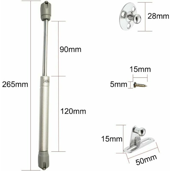 Hydrauliska Gasfjädrar för Lyfthjälp Dörrar Skåp Kök Möbelgångjärn Dämpare, 40N / 4kg 270 mm, 4-pack