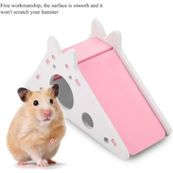 Hamstertrappa, Hamsterhus Djurmontering Vila Bo Hamsterklättringsleksaker Trä (Rosa)