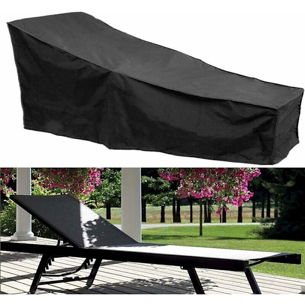 Utomhusstolskydd Långt Överdrag Andningsbart Vattentätt 420D Oxfordtyg för Däckstol Tarp Solstol Solstol 200x70x40x75cm, Svart