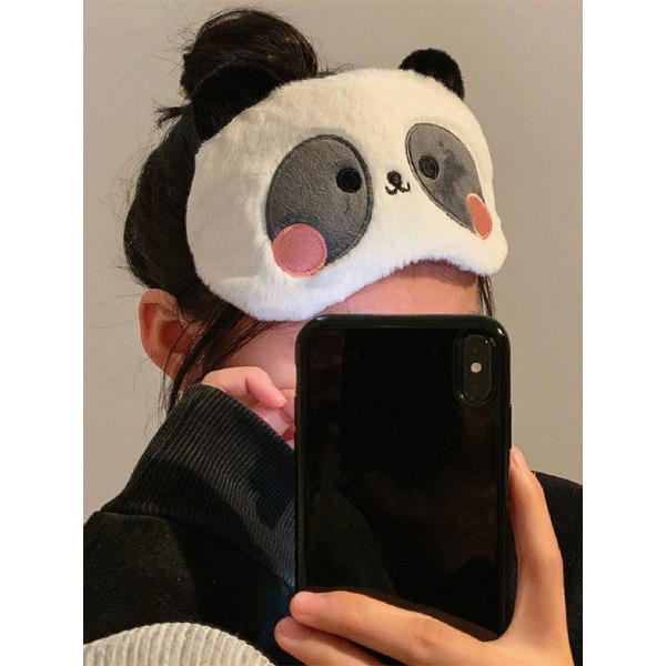 Söt sovande ögonmask Plysch ögonmask Rese sovmask Supermjuk rolig ögonmask för barn, flickor och vuxna, blyg panda