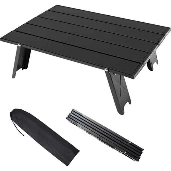 Campingvikbar bord, lättviktigt bärbart minivikbart aluminiumbord med bärväska, litet bekvämt rullbart sidobord för grillning picknick