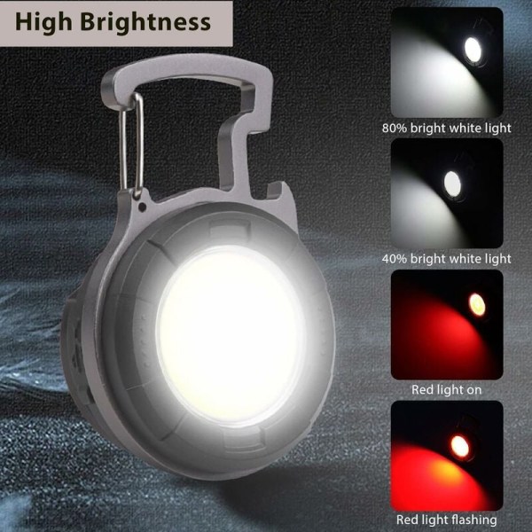 Mini LED COB ficklampa bärbar arbetslampa liten nyckelring vattentät ficklampor uppladdningsbar LED bärbar flasköppnare för camping nödbelysning