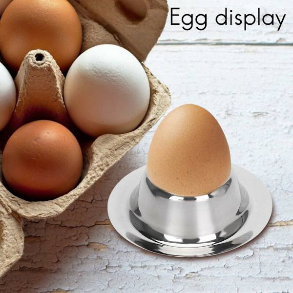 Pakke med eggkoppholdere, rustfritt stål eggkopp tallerken serveringsutstyr holdere tilbehør for hardt mykt kokt