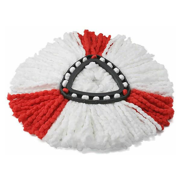 2-pack med påfyllningsbara moppar kompatibla med Triangle Spin Mop (röd)