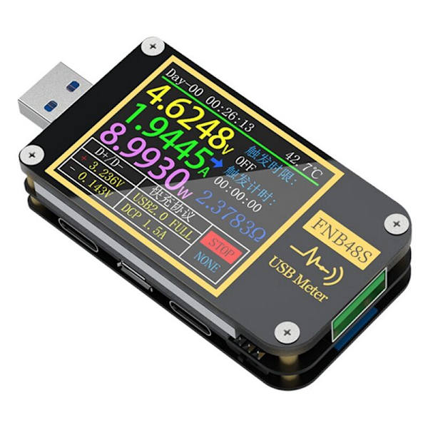 FNB48S USB Kapasitet Spenningstester Strømmåler Monitor Strømdeteksjonsanalysator Testverktøy Uten Bluetooth