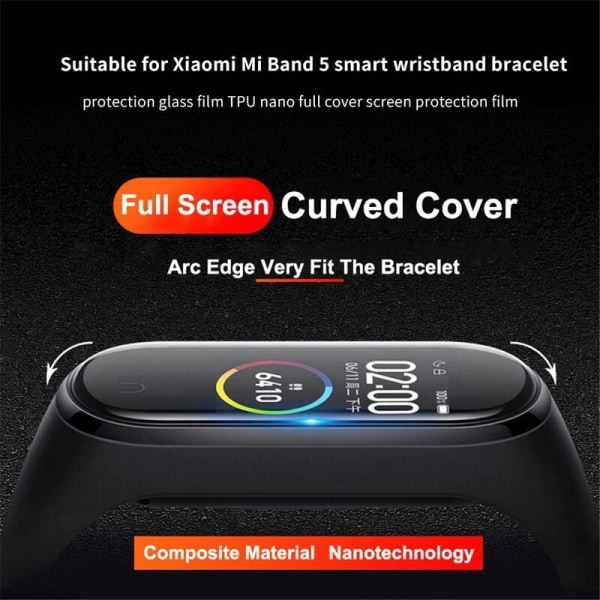 5 st TPU Nano Full Coverage skärmskyddsfilm för 5 Smart Armband handledsskydd i glas
